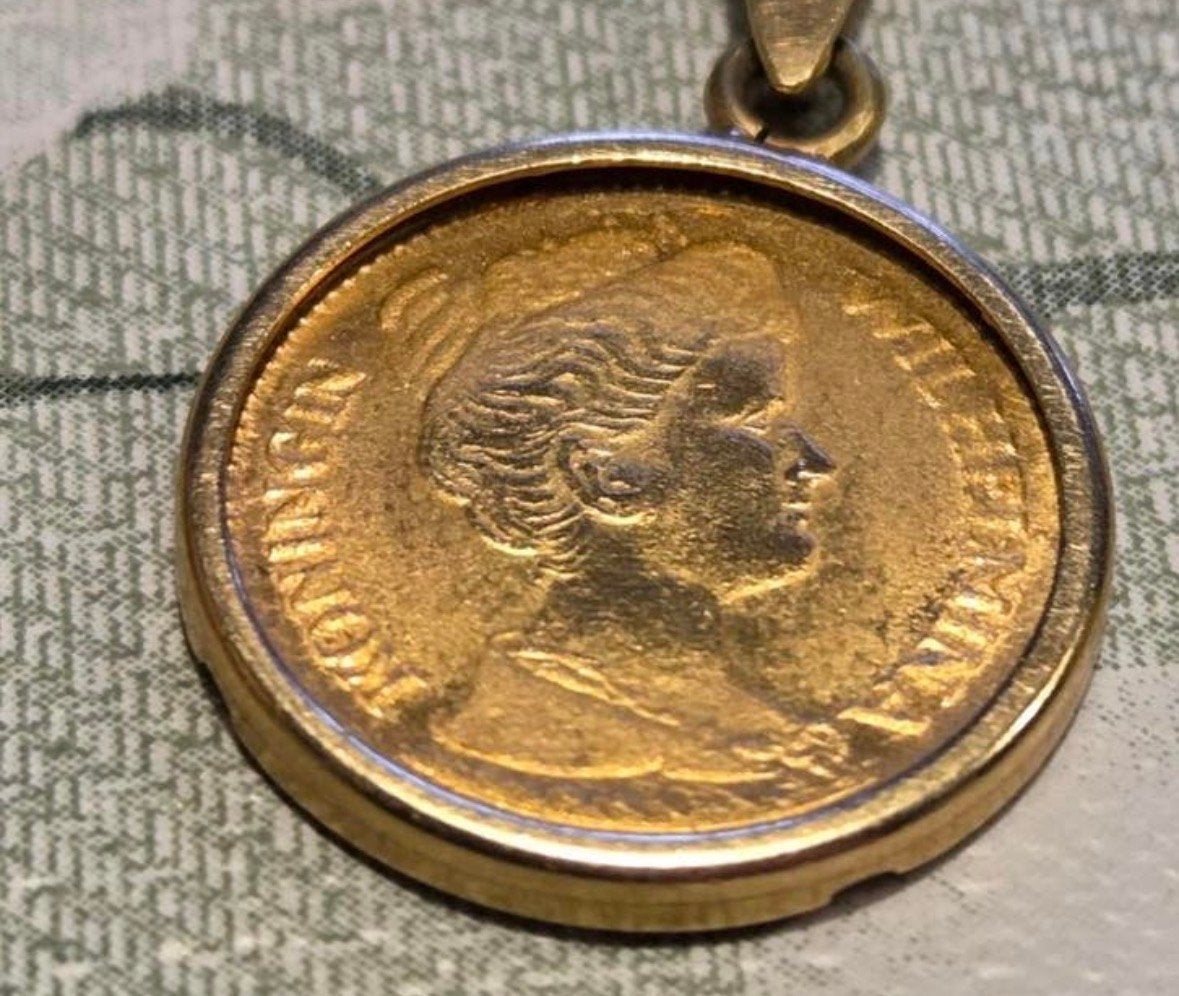 Gouden 5 Gulden munt Koningin Wilhelmina hanger, Ophalen, 5 gulden, Goud, Koningin Wilhelmina