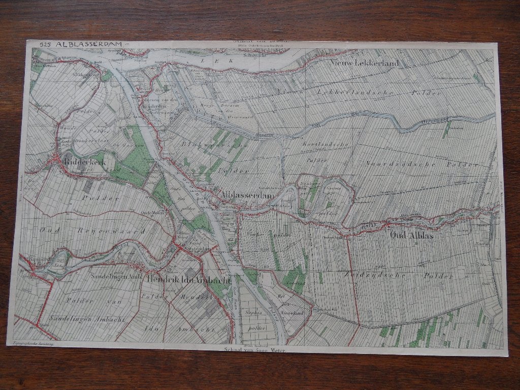 stafkaart  alblasserdam  ridderkerk  hendrik ido ambach 1890, Ophalen of Verzenden