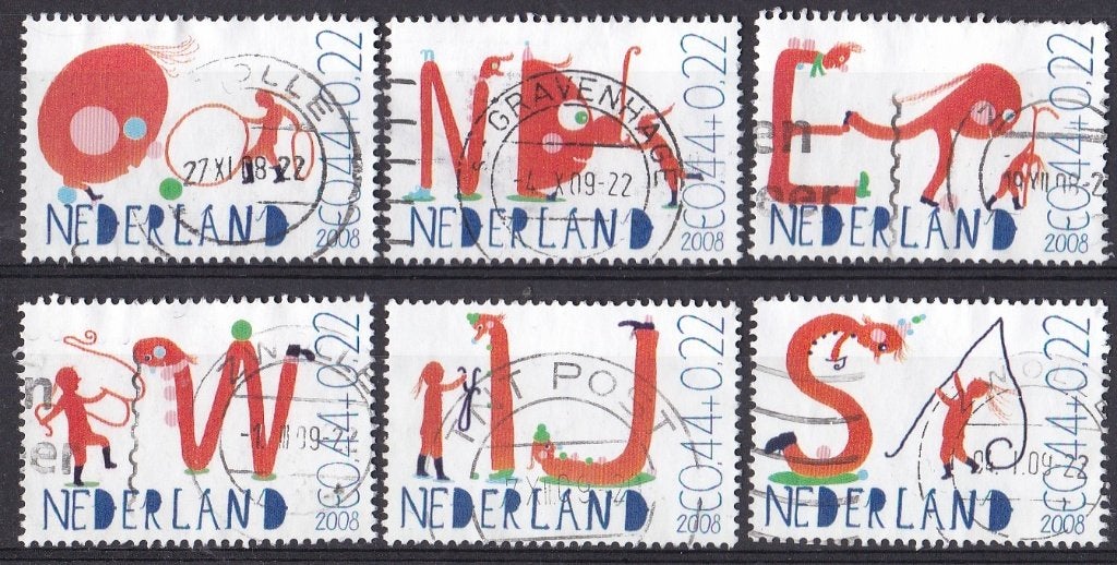 Kinderzegels, laat kinderen leren -gebruikt-NVPH 2608a-2608f, Ophalen of Verzenden, Na 1940, Gestempeld