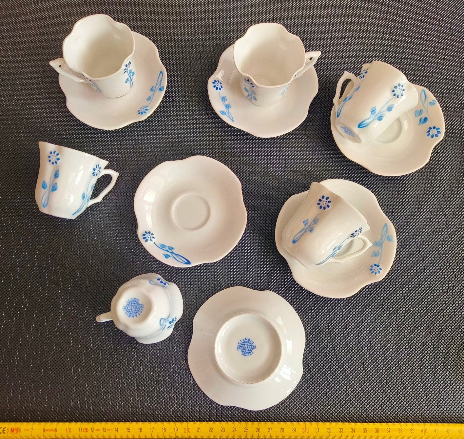 Set van 6 vintage Turkse koffiekopjes met schotels, Ophalen of Verzenden