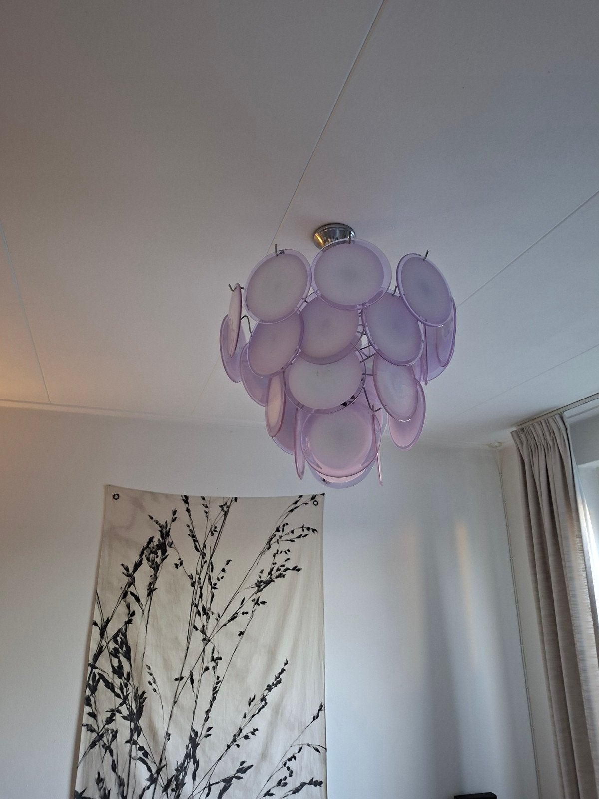 Murano-glazen schijfkroonluchter van Gino Vistosi, Ophalen, Glas