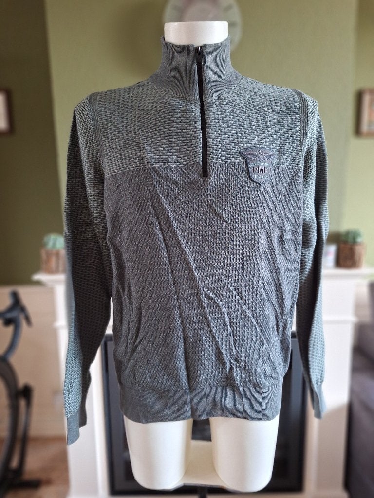 PME Legend Pall mall groene grijze trui L, Kleding | Heren, Truien en Vesten, Maat 52/54 (L), Verzenden, Zo goed als nieuw, Pme Legend