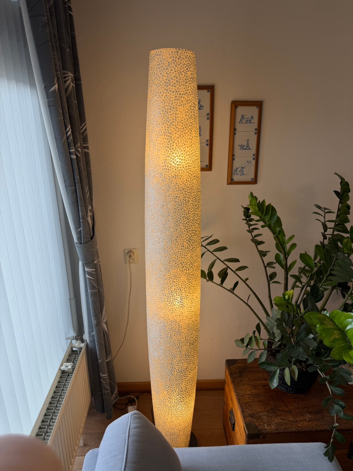Villaflor staande parelmoer vloerlamp - als nieuw, Huis en Inrichting, Ophalen, 200 cm of meer, Natuurlijk materiaal, E27 (groot)
