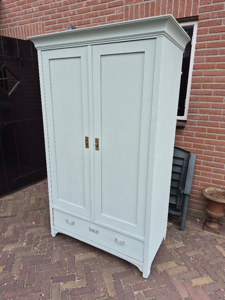 Brocante Kast in de Krijtverf met Lade en Planken, Ophalen of Verzenden, Zo goed als nieuw