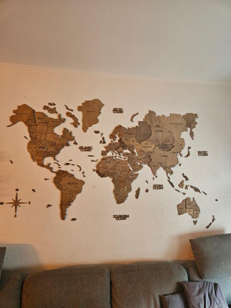 Houten wereldkaart wanddecoratie, Ophalen of Verzenden