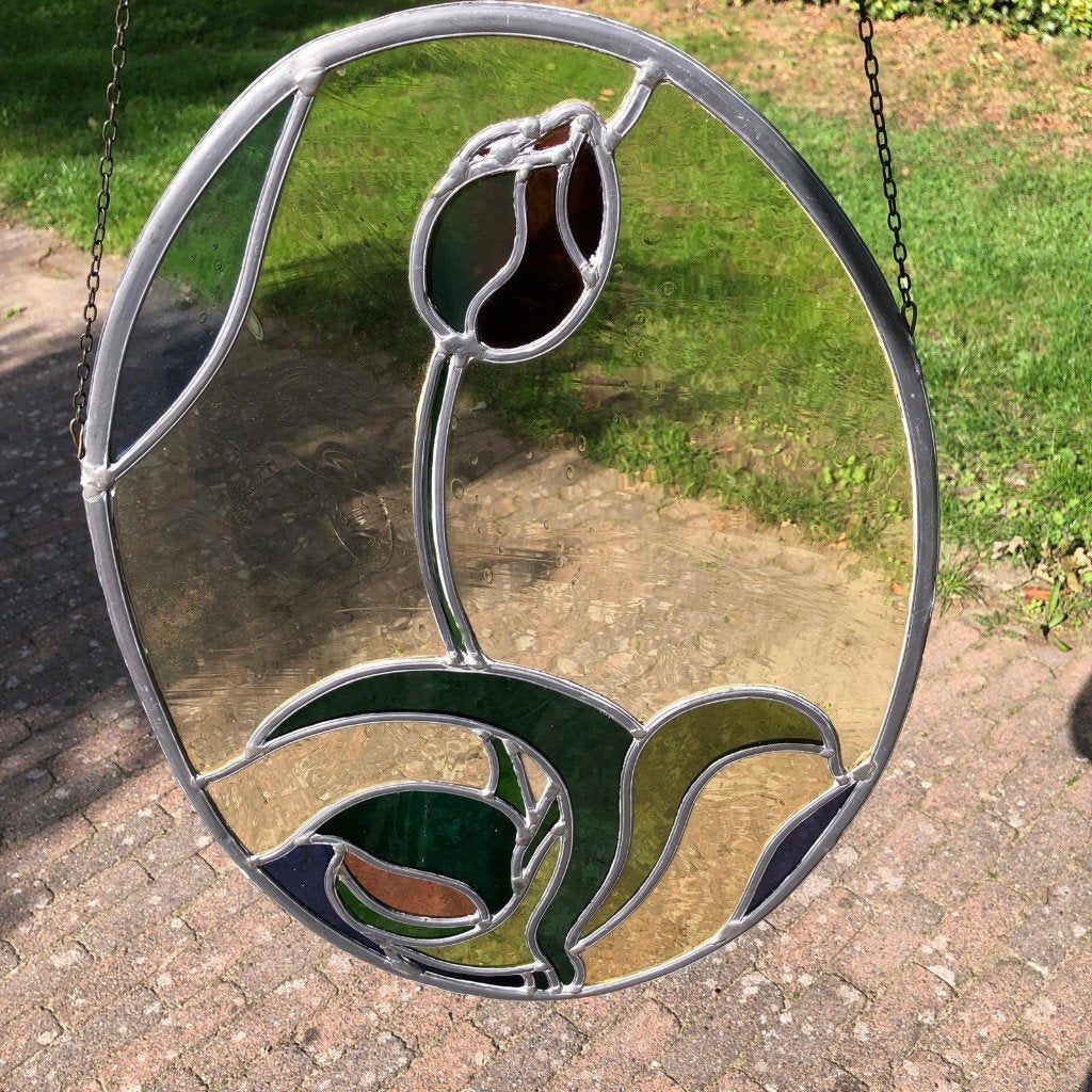 Glas in lood raamhanger tulp - Esterella Vierlingsbeek, Ophalen, Minder dan 80 cm, Overige typen, Nieuw