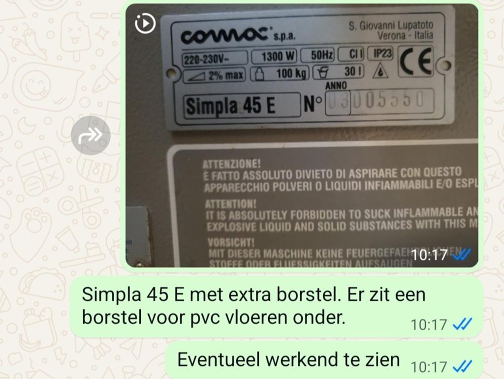 Comac Dimpla 45E Schrobzuigmachine - Incl. PVC borstel, Ophalen, Gebruikt, Schrobmachine