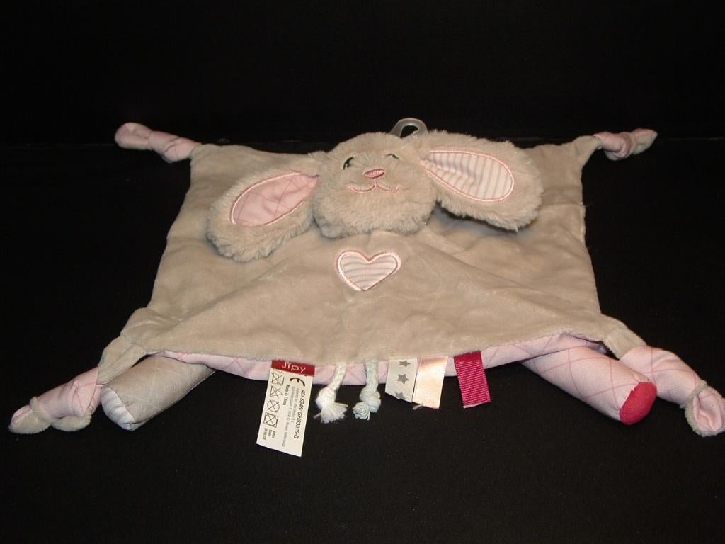 JIPY HOND KNUFFELDOEK VELOURS GRIJS MET ROZE HARTJE, Kinderen en Baby's, Speelgoed | Knuffels en Pluche, Ophalen of Verzenden