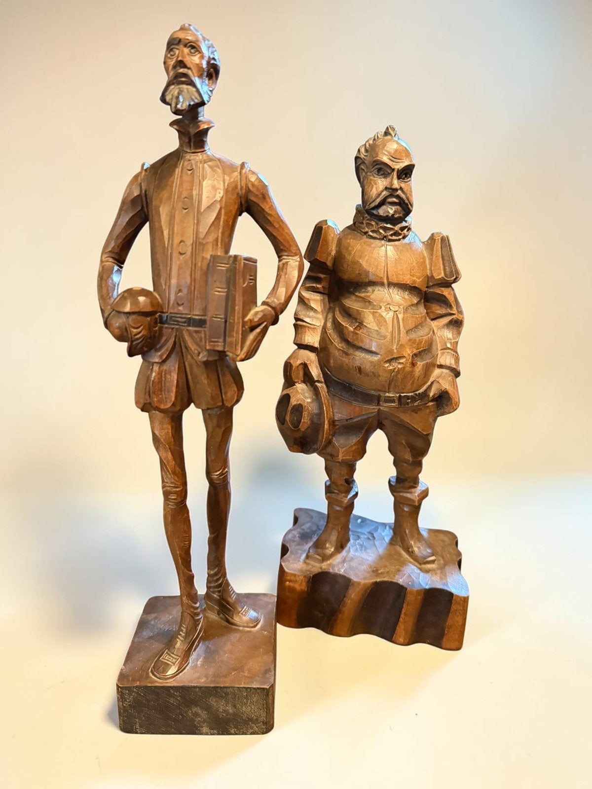 Don Quichot & Sancho Panza – Handgesneden Houten Beelden, Antiek en Kunst, Kunst | Beelden en Houtsnijwerken, Ophalen of Verzenden