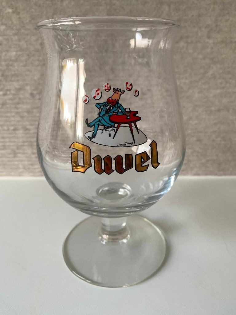 Duvel glas Kobe de koe Johan de Moor, Ophalen of Verzenden, Zo goed als nieuw, Glas of Glazen, Duvel