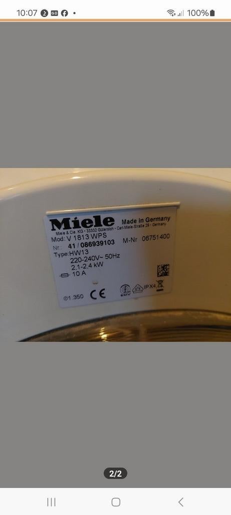 Miele WDA110 Classic voorlader wasmachine 1400 toeren, Ophalen
