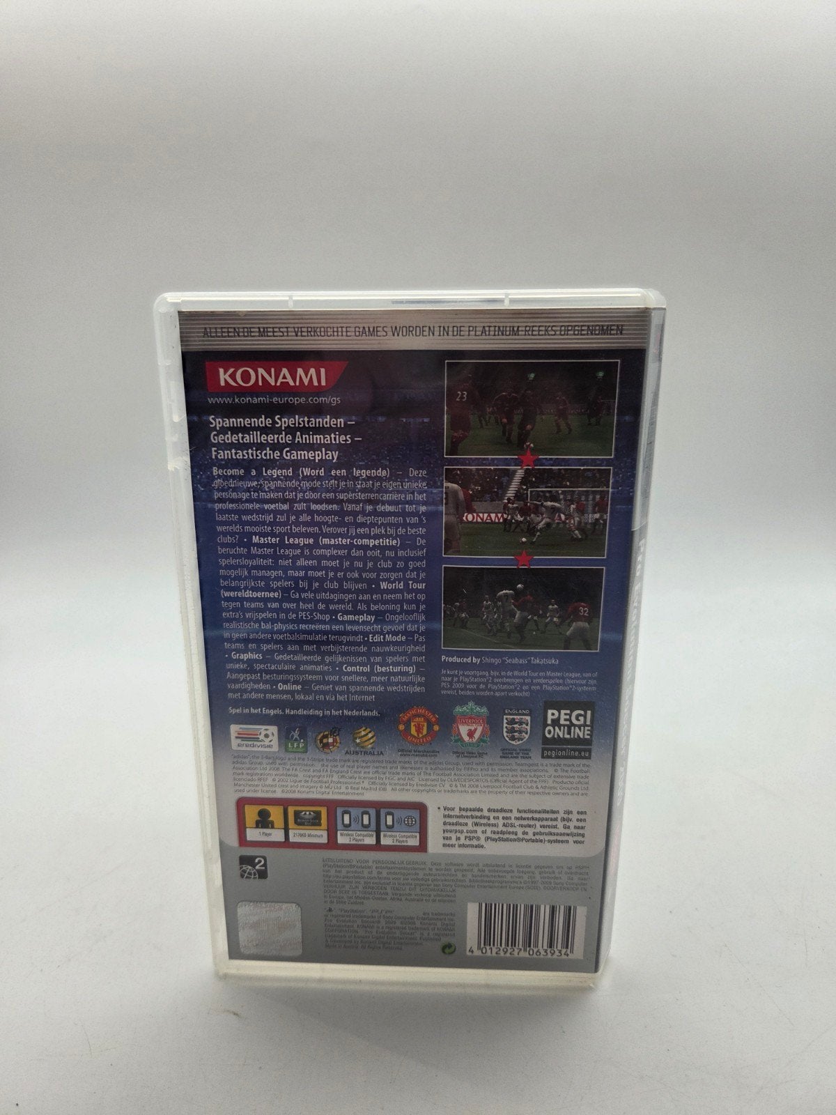 PES 2009 Pro Evolution Soccer PSP Platinum, Gebruikt, Konami Digital Entertainment B.V., 1183 NW Amstelveen, Nederland, 1 speler