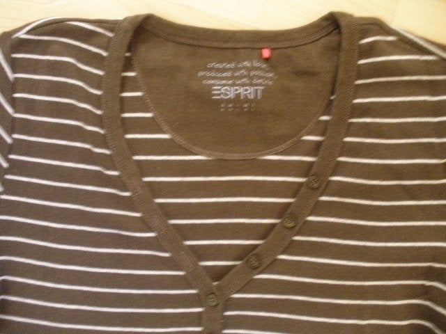 ESPRIT t- shirt bruin wit streep maat M, Maat 38/40 (M), Bruin, Ophalen of Verzenden, Zo goed als nieuw