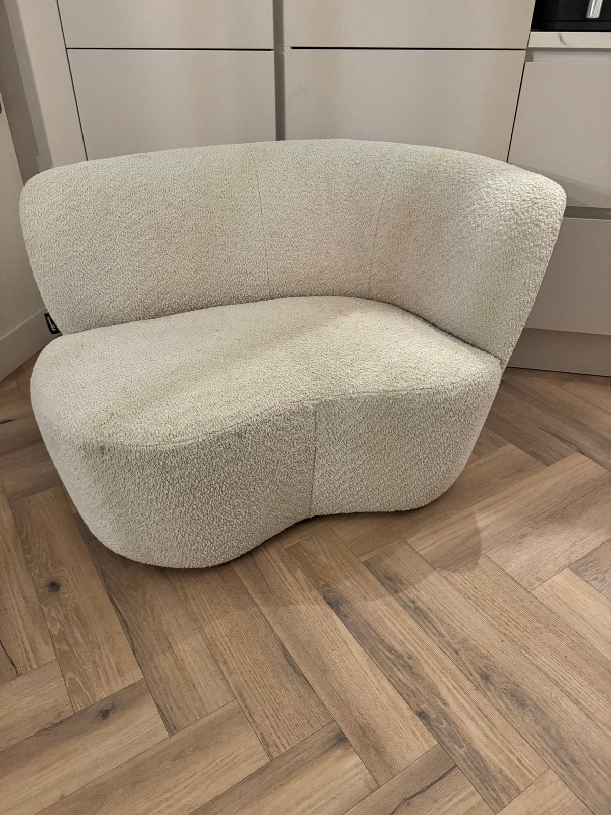 WOOOD fauteuil/loveseat Stone crème stof (rechts), Ophalen, Eenpersoons, 75 tot 100 cm, Zo goed als nieuw