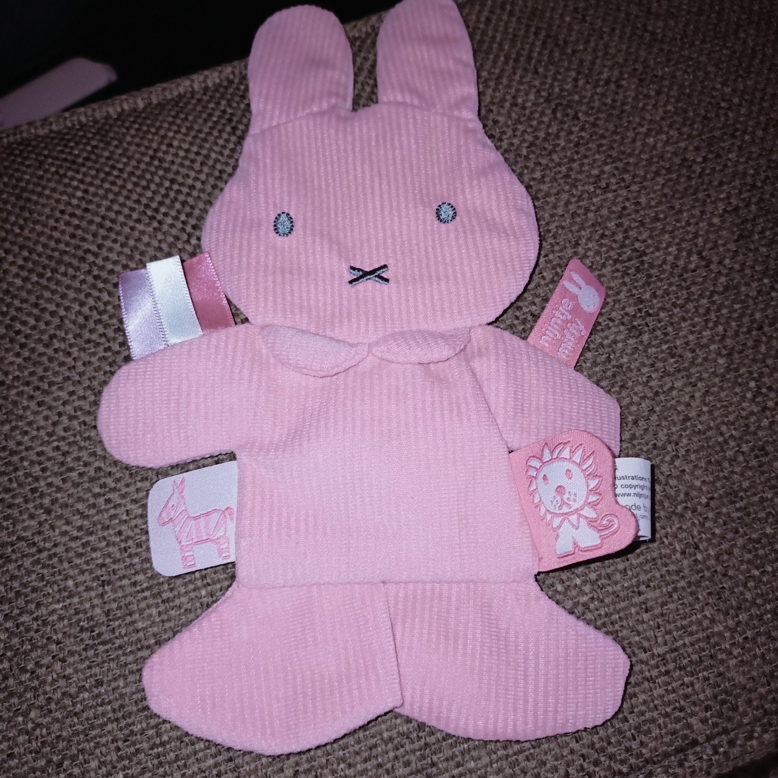 Nijntje miffy rose ribstof, knisper doekje., Overige merken, Konijn, Ophalen of Verzenden, Zo goed als nieuw