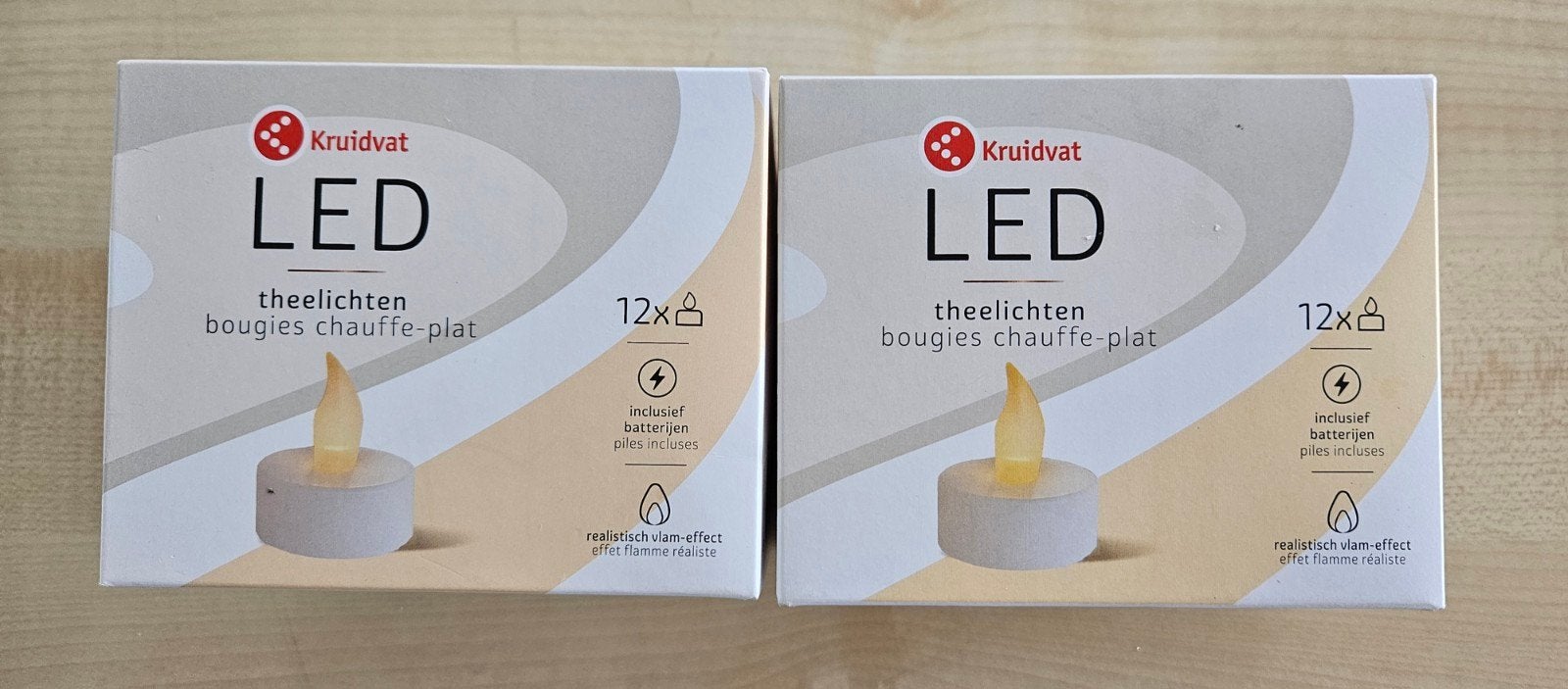 Kruidvat LED theelichten - 2 doosjes (24 stuks), Ophalen of Verzenden