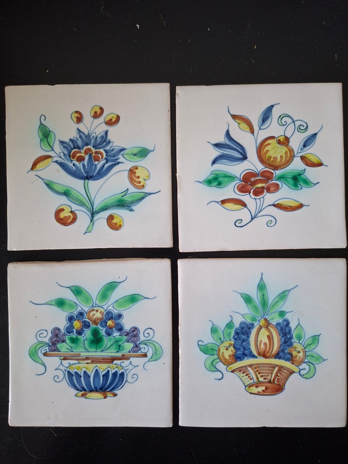 4 Prachtige Makkum Holland Tegels - 13x13 cm, Ophalen of Verzenden