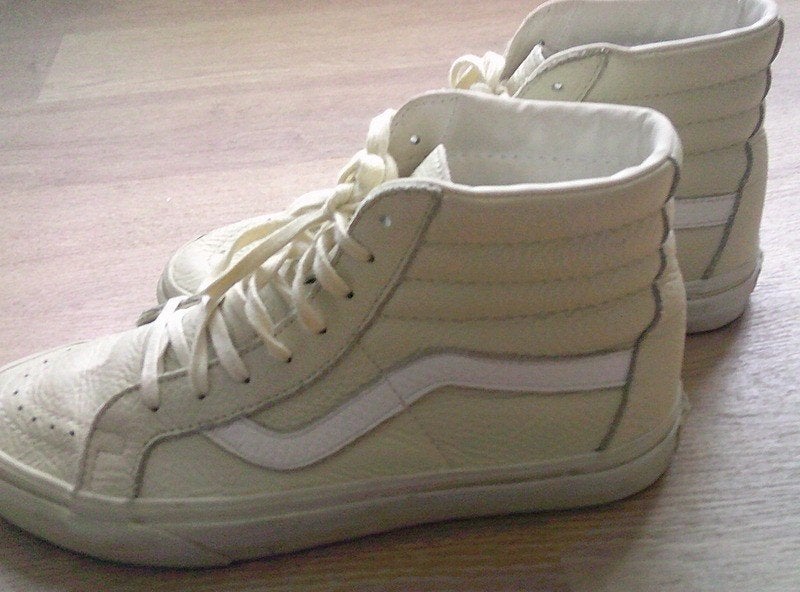 ZGAN beige leren hoge Vans maat 39, Verzenden, Beige, Vans, Sneakers of Gympen