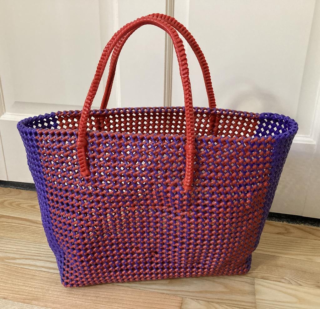 Boodschappentas Markttas handgemaakt in India, Ophalen of Verzenden, Nieuw, Rood, Shopper