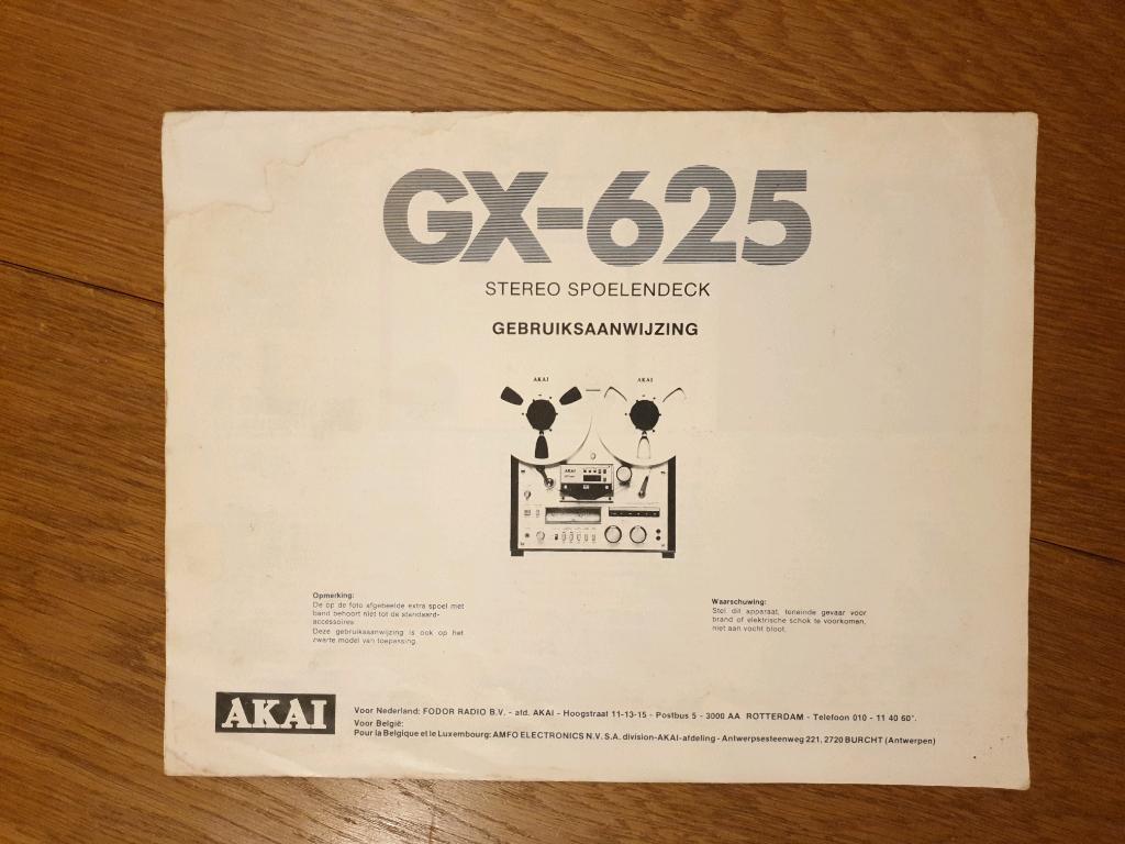 manual Akai GX-625 handleiding (NL versie), Auto diversen, Handleidingen en Instructieboekjes, Ophalen