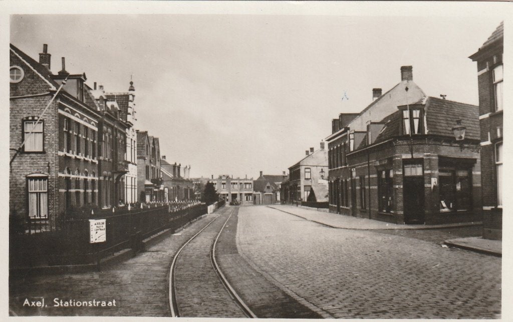 AXEL Stationstraat met Tramrails, Verzenden, 1940 tot 1960, Ongelopen, Zeeland