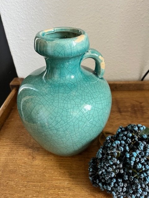 Brynxz vaas turquoise, Huis en Inrichting, Woonaccessoires | Vazen, Ophalen, Blauw, Aardewerk of Porselein, Zo goed als nieuw