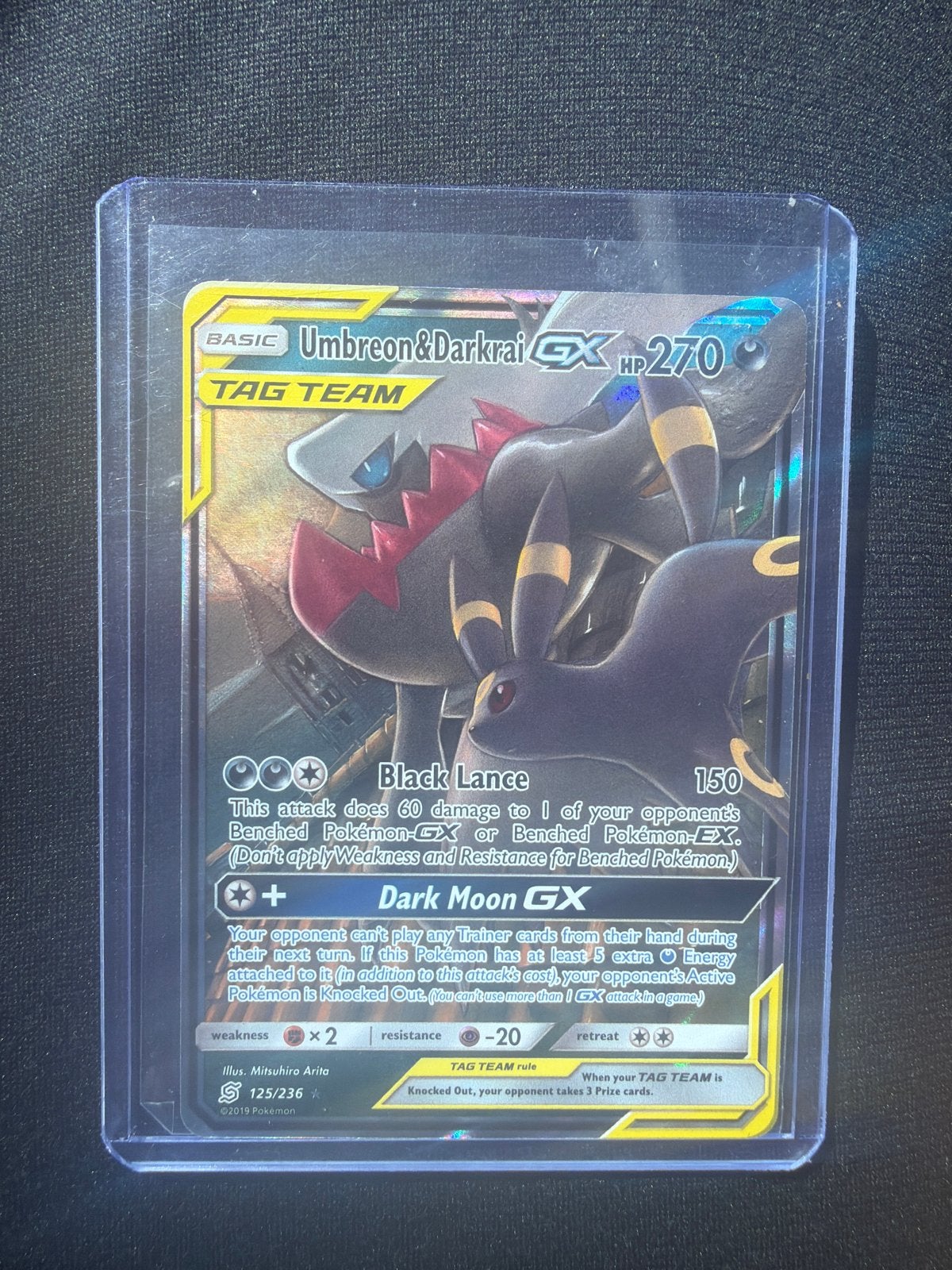 Umbreon & Darkrai GX Tag Team Pokemon Kaart 125/236, Ophalen of Verzenden, Zo goed als nieuw, Losse kaart
