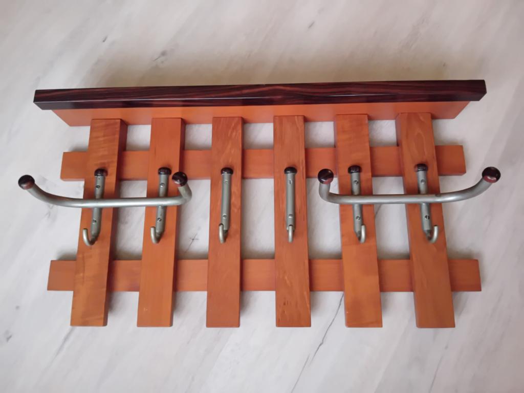 Mooie vintage kapstok met 10 ijzeren haken, Gebruikt, Minder dan 100 cm, Hout, Ophalen
