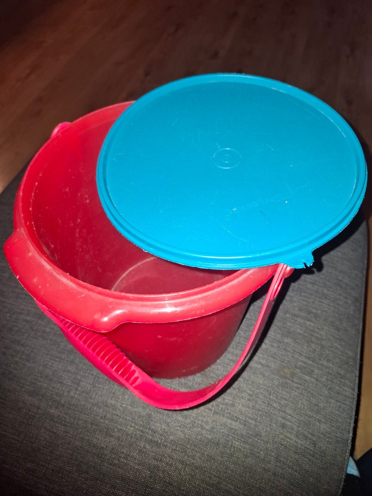 Tupperware Emmer 8,5L - Rood met Blauwe Deksel, Ophalen, Gebruikt, Lekvrij, Emmer