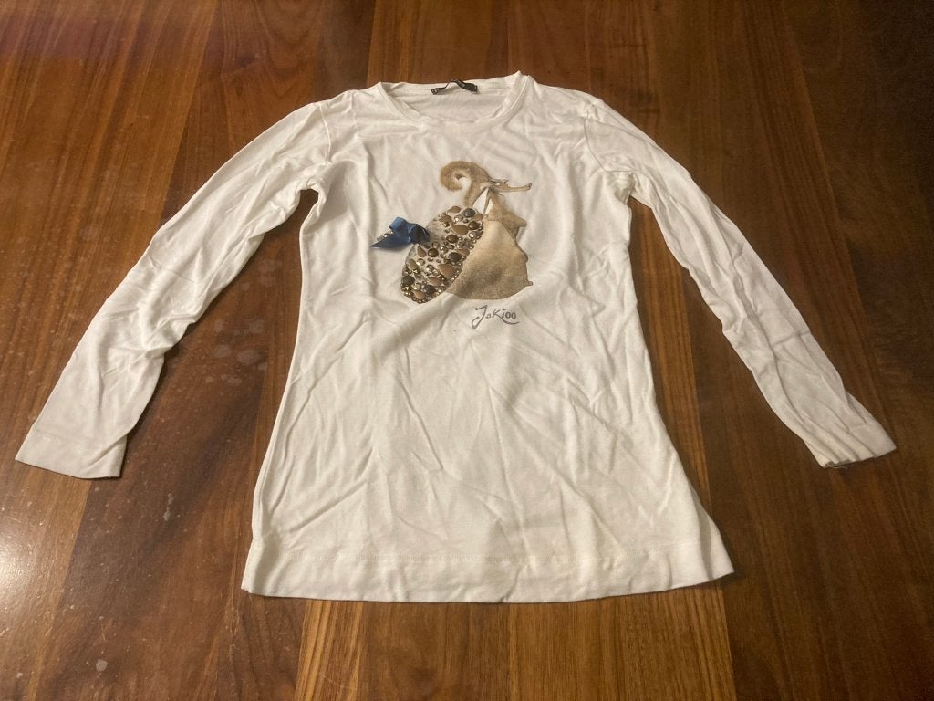 Monnalisa longsleeve shirt ice age scrattie wit print mt 140, Kinderen en Baby's, Kinderkleding | Maat 140, Gebruikt, Meisje, Ophalen of Verzenden