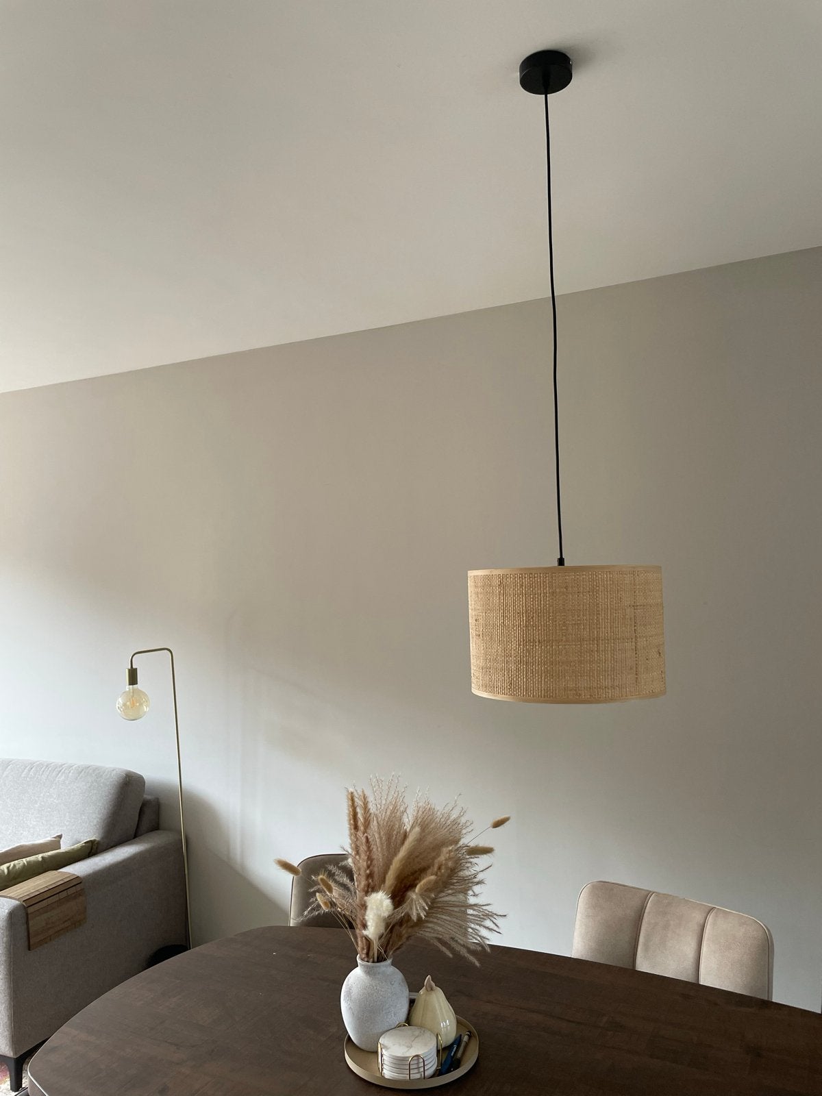 Stijlvolle bamboe hanglamp - Zo goed als nieuw, Ophalen of Verzenden, Zo goed als nieuw, Natuurlijk materiaal