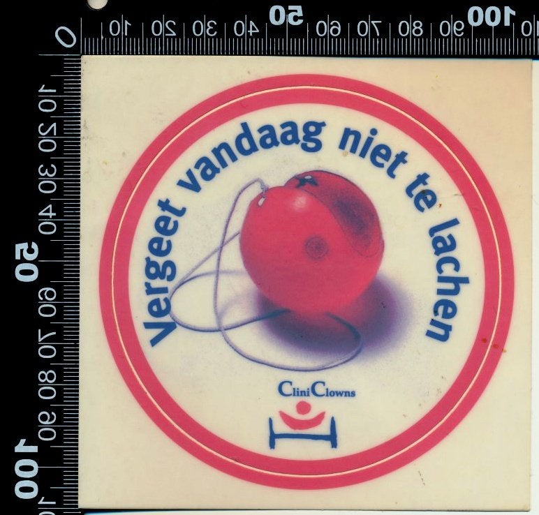 Sticker: Clini Clowns - Vergeet vandaag niet te lachen, Ophalen of Verzenden, Zo goed als nieuw, Bedrijf of Vereniging