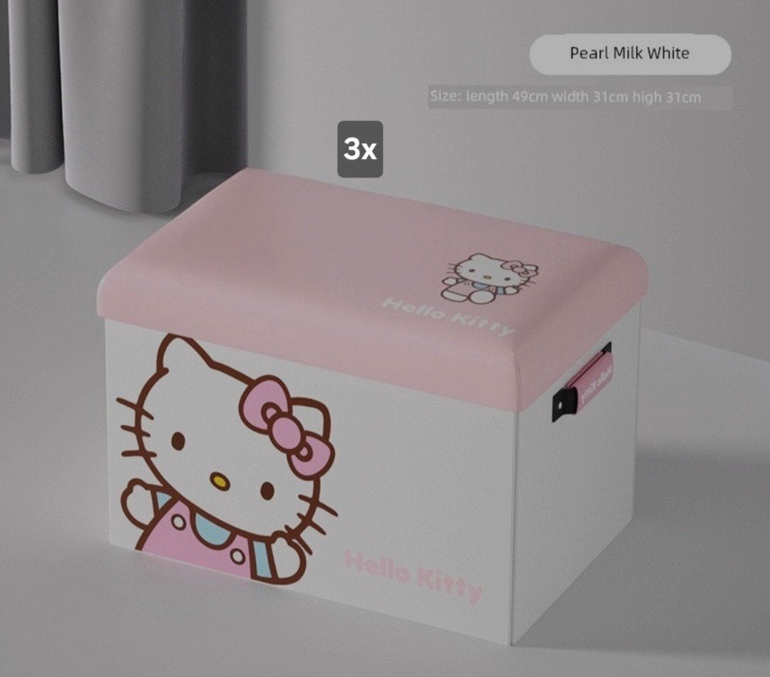 Leren Hello Kitty opbergboxen/poef, Huis en Inrichting, Minder dan 50 cm, Rond, Nieuw, Leer