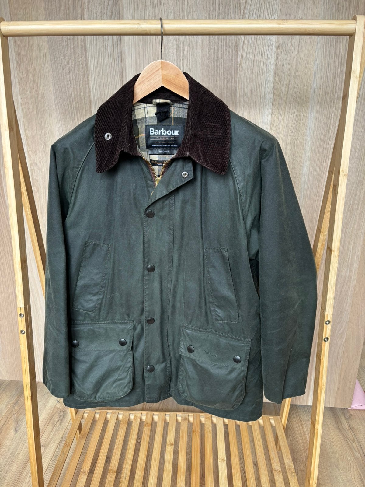 Barbour Bedale (Z.G.A.N) - Made in England - Waxjacket, Ophalen of Verzenden, Zo goed als nieuw, Groen