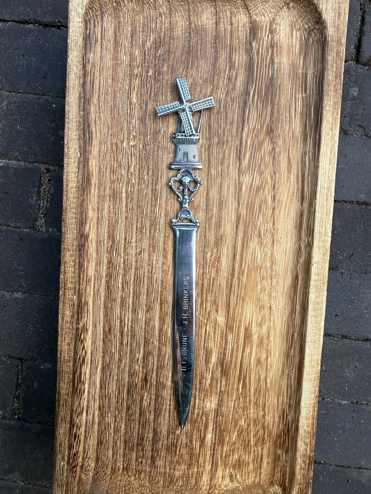 Vintage briefopener met draaiende windmolen, Ophalen of Verzenden, Overige typen