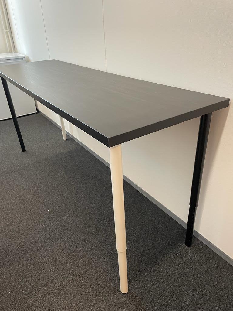 IKEA LAGKAPTEN zwart tafelblad en IKEA OLOV adjustable legs, Ophalen, Vierkant, 50 tot 100 cm, Zo goed als nieuw