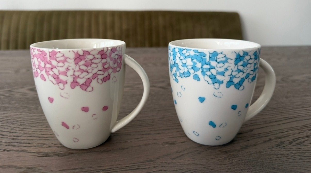 DE Mokken - Roze en Blauwe Spetters (Set van 2), Overige merken, Keramiek, Nieuw, Modern