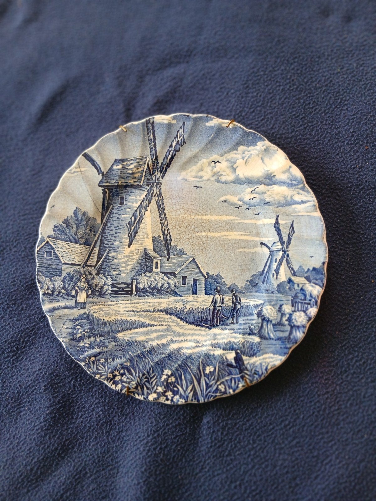 vintage wandbord blauw doorsnede 23 cm myott meakin 1982 ste, Ophalen of Verzenden