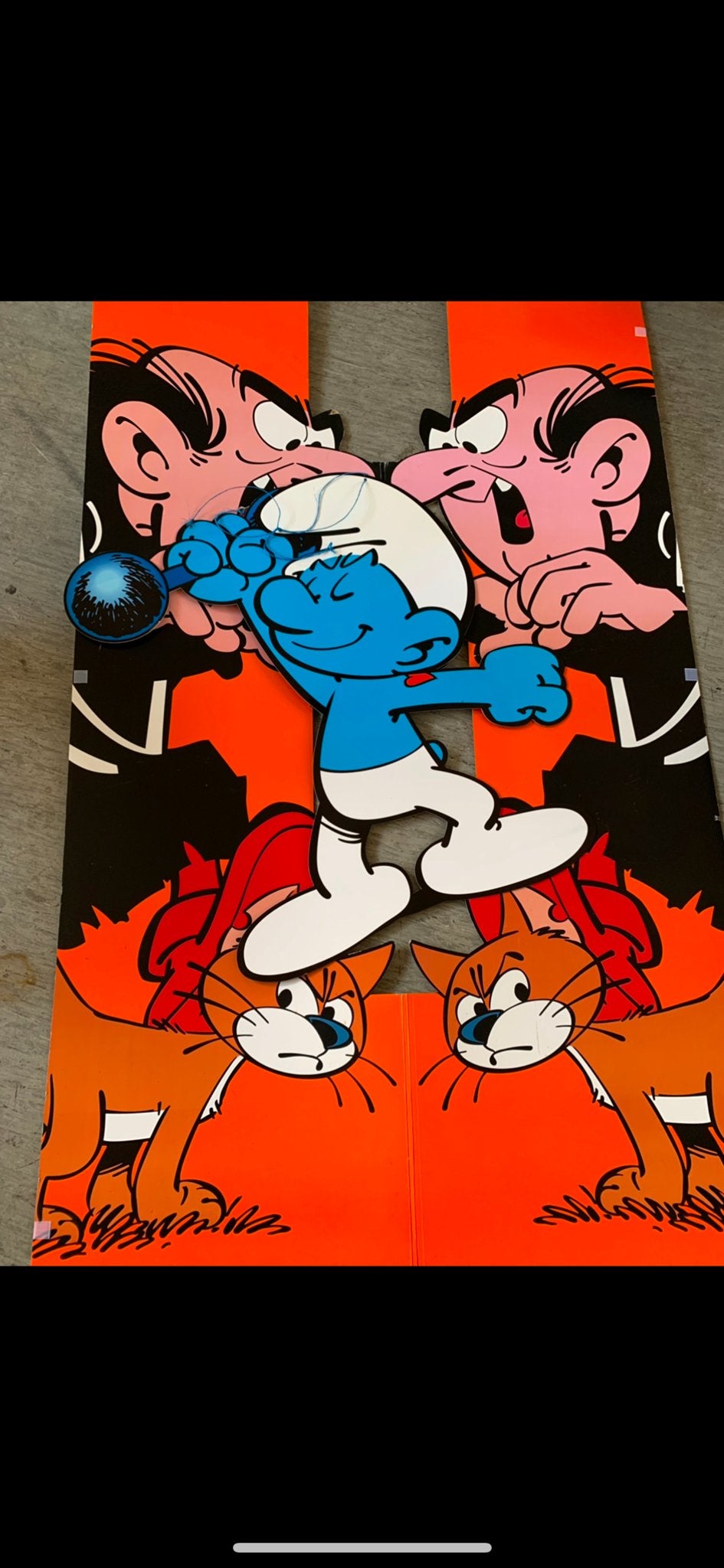 Vintage Smurfen reclamebord - Gargamel en Azraël, Verzenden, Gebruikt
