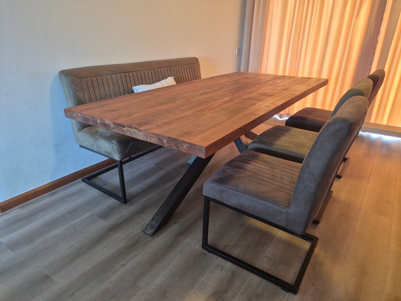 Design Knibbeler Eettafel Acaciahout 220x100 cm, Ophalen, 200 cm of meer, 50 tot 100 cm, Zo goed als nieuw