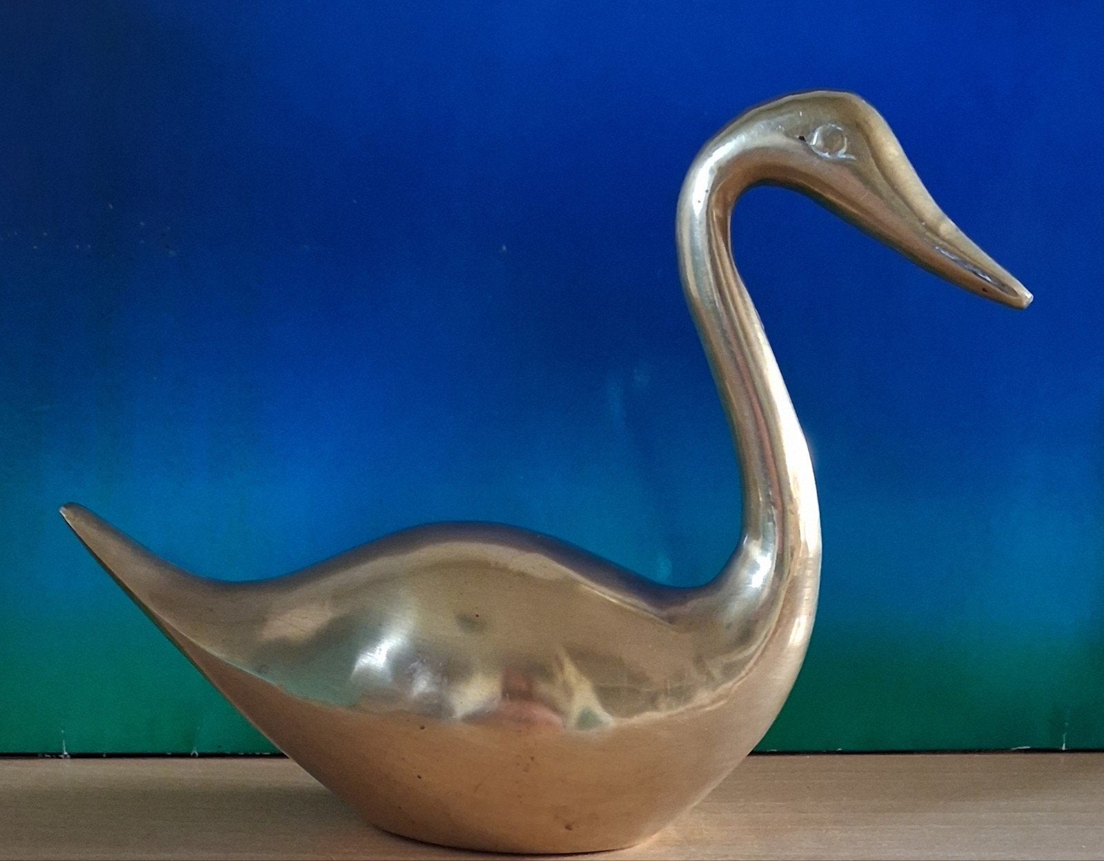 Eend. Decoratie eend. Messing. Ca '70. 20/15 cm., Verzamelen, Ophalen, Zo goed als nieuw, Vogel, Beeldje of Figuurtje