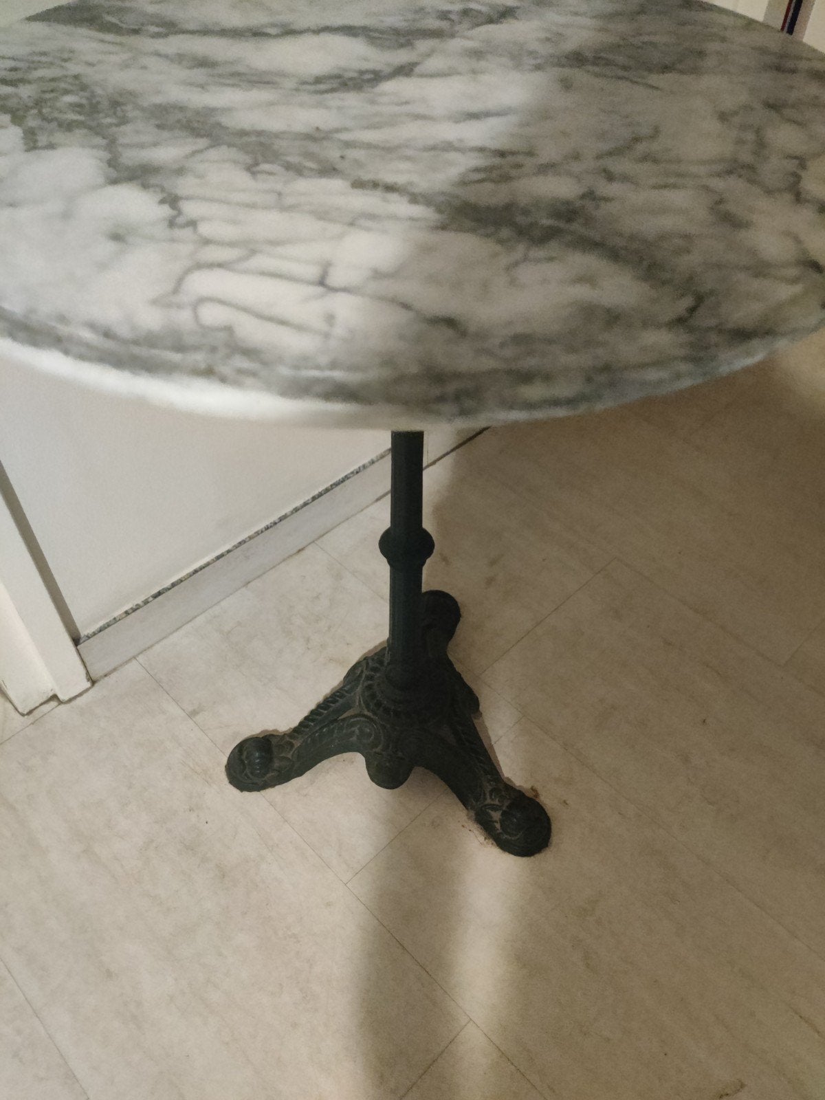 marmer NETTE gietijzer Franse bistrotafel bijzettafel antiek, Ophalen