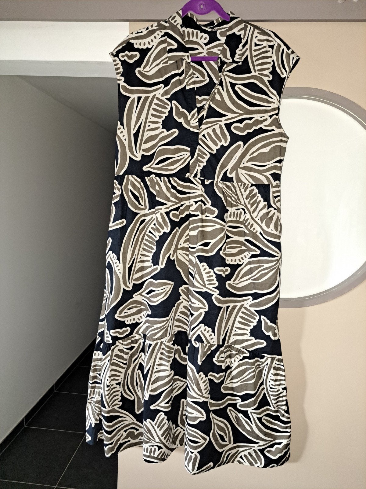 Opus jurk met bladprint, maat 44, katoen, zomer, Kleding | Dames, Jurken, Blauw, Maat 42/44 (L), Ophalen of Verzenden, Zo goed als nieuw
