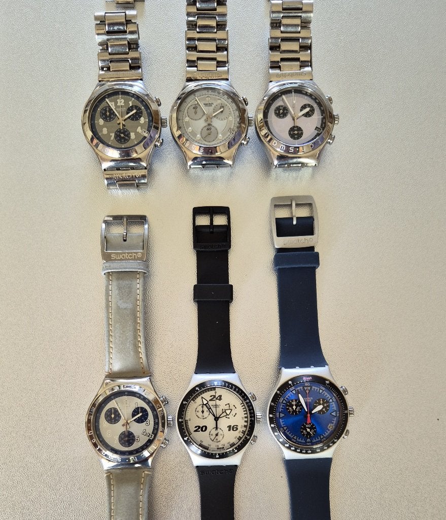 Diverse (6) Swatch Irony horloges, Sieraden, Tassen en Uiterlijk, Horloges | Heren, Zo goed als nieuw, Polshorloge, Swatch, Staal
