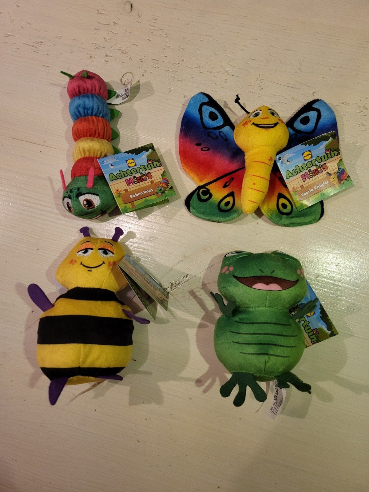 Lidl Achtertuin Mini's knuffels - Rups, Vlinder, Bij, Kikker, Lidl, Overige typen, Nieuw, Ophalen of Verzenden