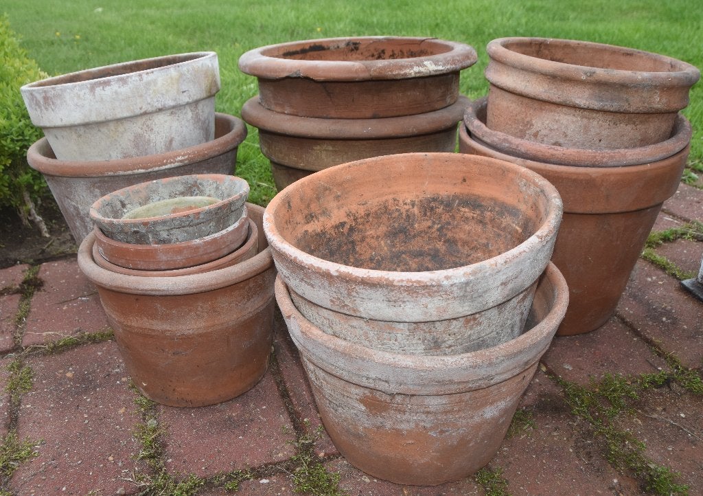 Klassieke Terracotta plantenpotten White Wash bloempotten, Ophalen, Gebruikt, Rond, Terracotta