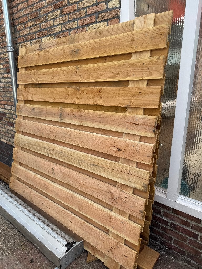 Tuinscherm Douglas 180 x 180 cm - 21 planks - 2 delen, Tuin en Terras, Schuttingen, Ophalen, 1 tot 2 meter, Nieuw, 3 tot 6 meter