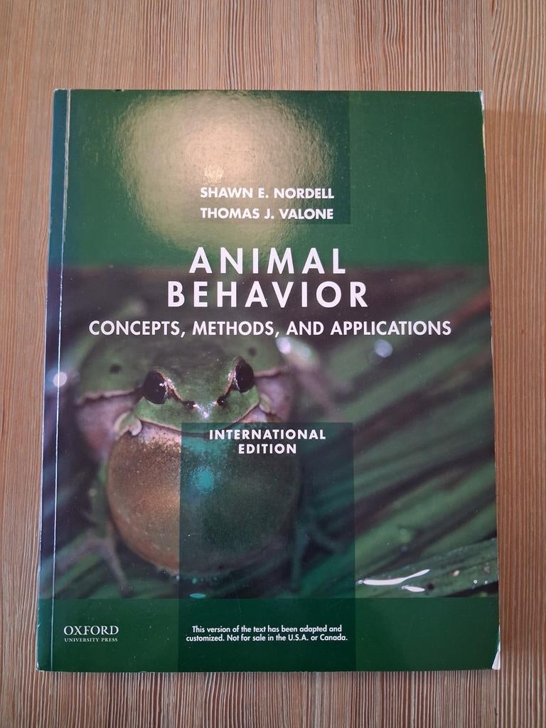 Animal Behavior: Concepts, Methods, and Applications, Gelezen, Shawn E. Nordell, Thomas J. Valone, Beta, HBO