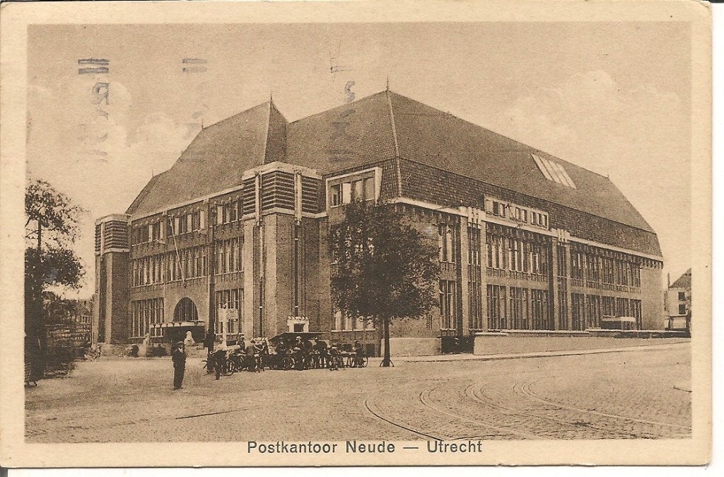 Oude ansichtkaart Postkantoor Neude - Utrecht (1928), Ophalen of Verzenden, 1920 tot 1940, Gelopen, Utrecht