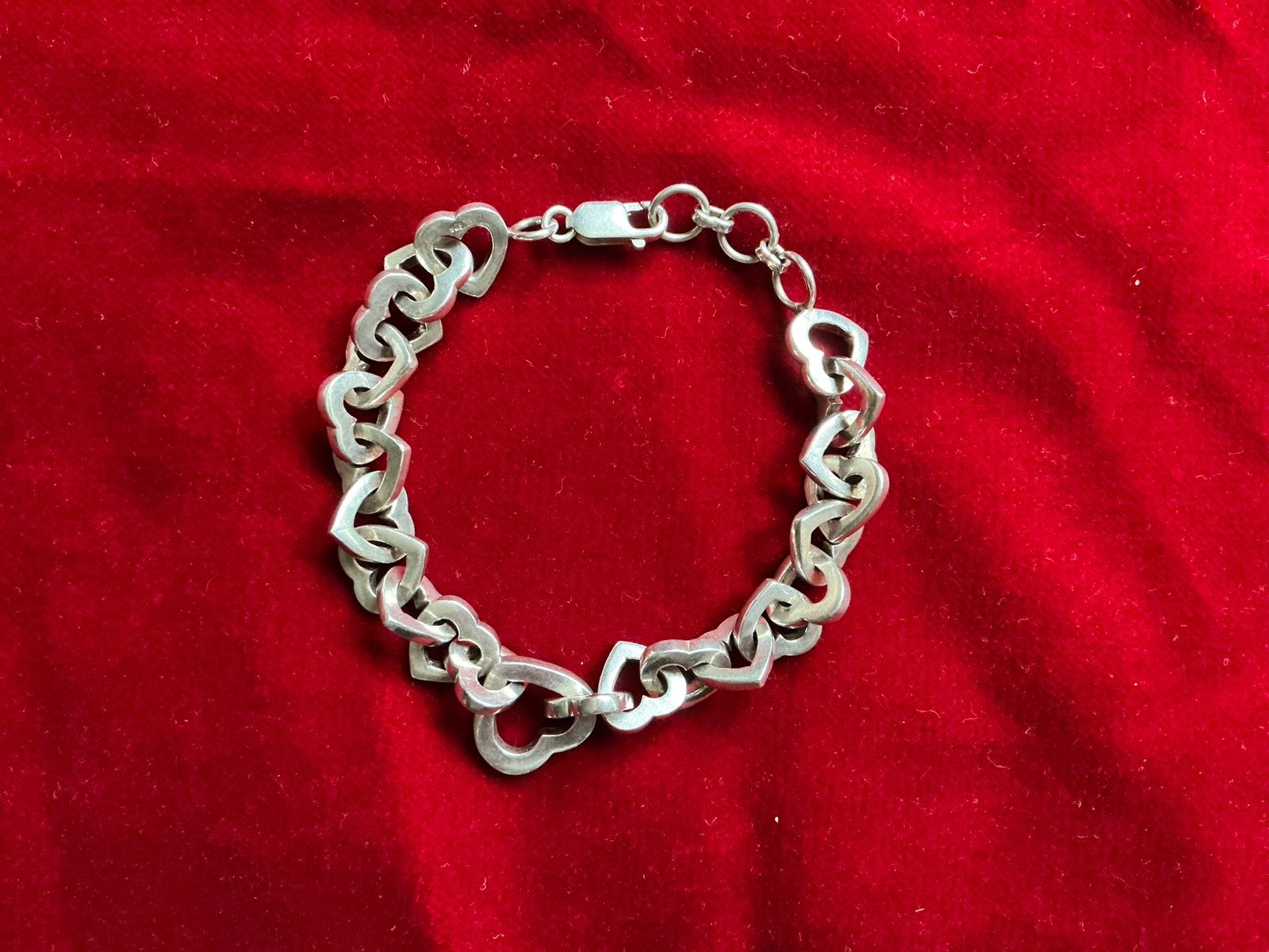 Zilveren armband met hartjes, Verzenden, Zo goed als nieuw